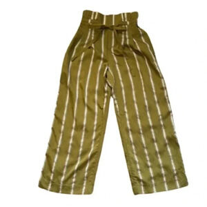 Women Clue Monaco Green Striped Drawstring Pants Size 00